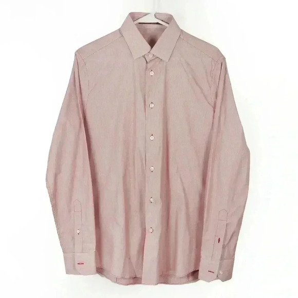 Roberto Cavalli Red  White Stripe Designer Dress Shirt - Picture 1 of 3